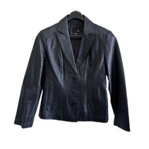 East 5th Black Leather Blazer size M